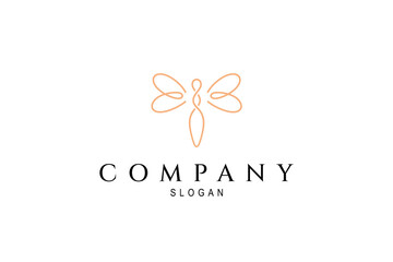 dragonfly logo with elegant color in linear design style