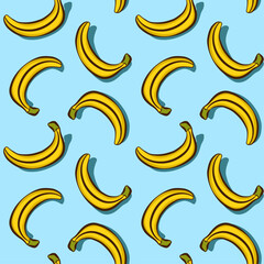 Banana seamless pattern, vector art, graphic design for fabric print, wallpaper, packaging, creative background.