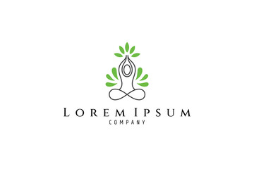 Healthy lifestyle logo with meditation shape for relaxation and freshness of mind