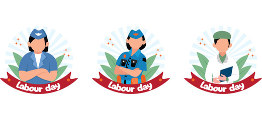 Fototapeta premium Labour Day Flat Bundle Design Illustration