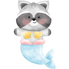 Cute Raccoon, Raccoon illustration, Summer, Beach, Summer Raccoon