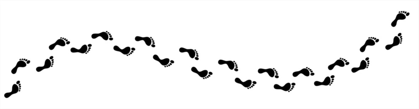 footprints shoe sole tracking path on transparent background, Shoes trail track vector illustrations 10 eps.