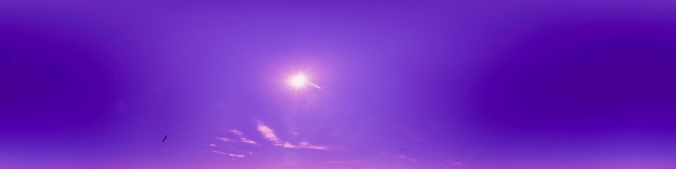 Blue sky panorama with Cirrus clouds in Seamless spherical equirectangular format. Full zenith for use in 3D graphics, game and editing aerial drone 360 degree panoramas for sky replacement.