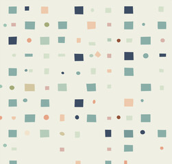 Pastel messy rectangle background of squares and dots. festive seamless pattern