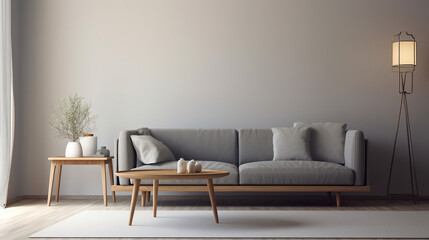 Simple minimalist modern living room, cozy, comfortable, and elegant for house and apartment, good interior.