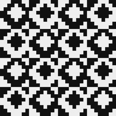 Black and white pattern, abstract seamless fashion trend pattern fabric textures, pixel art vector monochrome illuastration. Design for web and mobile app.