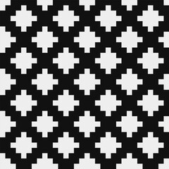 Black and white pattern, abstract seamless fashion trend pattern fabric textures, pixel art vector monochrome illuastration. Design for web and mobile app.