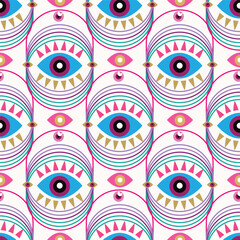 Awesome abstract modern seamless pattern with esoteric eye  Magic, bauhaus  occult symbol, sacred art  Vector Template design  graphic background illustration