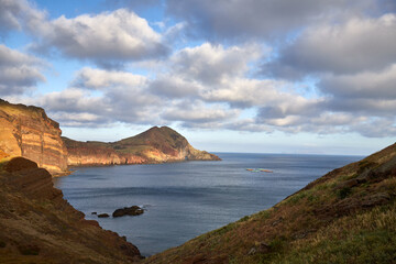 Fototapeta na wymiar Panoramic side-view of Sao Lorenco cape - the Eastern end of Madeira island, Portugal