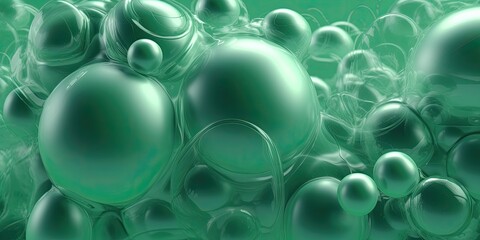 Abstract Clean Foam Background with 3D Rendering Green Bubbles AI generated