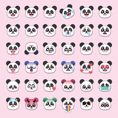Panda bear emoji faces with cute expressions for social media