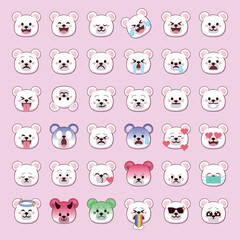 Polar bear emoji faces with cute expressions for social media