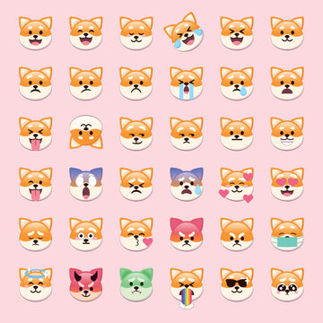 Shiba inu dog emoji faces with cute expressions for social media