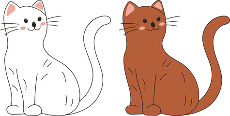 cat for childrens coloring book, vector