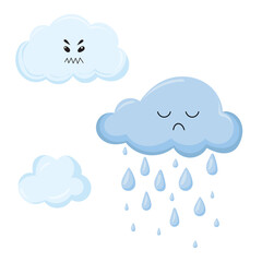 set of clouds in doodle style, vector