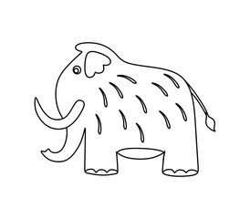 Mammoth Character Black and White Vector Illustration Coloring Book for Kids
