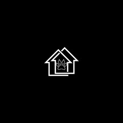 Pet dog house simple design logo icon isolated on dark background
