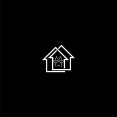 Pet dog house simple design logo icon isolated on dark background