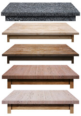 set of stone table top on transparent background