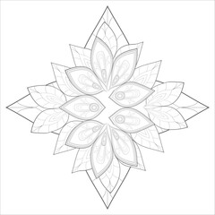 Decorative Doodle flowers in black and white for coloringbook, cover, background, invitation card. Hand drawn sketch for adult anti stress coloring page isolated in white background.-vector