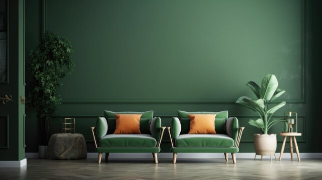 Scandinavian Living Room. Contemporary Interior Design Background. Generative AI.