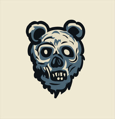zombie bear head logo illustration design, gaming style logo illustration