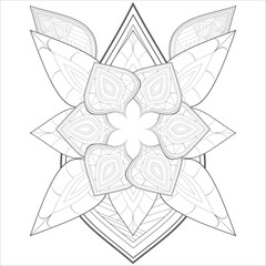 Decorative Doodle flowers in black and white for coloringbook, cover, background, invitation card. Hand drawn sketch for adult anti stress coloring page isolated in white background.-vector