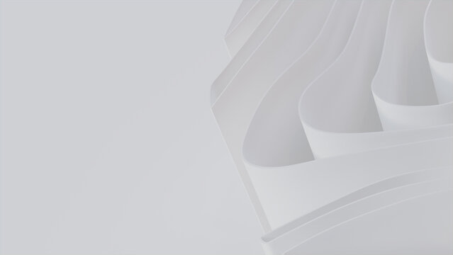 Abstract background made of White 3D Waves. Light 3D Render with copy-space.  