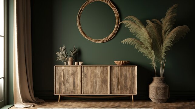 Modern Interior Design Background. Contemporary Living Room. Generative AI.