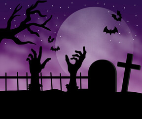 halloween background with cemetery