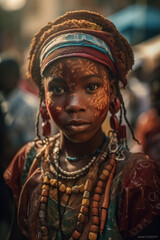 Fototapeta premium A portrait of a Yoruba girl wearing traditional clothing