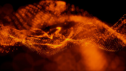 Smart Grid and Communication Concept. Orange, Futuristic Digital Style. 3D Render.