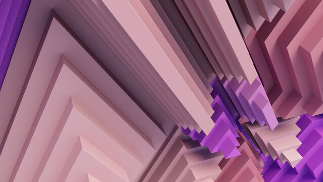 Pastel Colored Tech Background with a Geometric 3D Structure. Clean, Stepped design with Extruded Futuristic Forms. 3D Render.