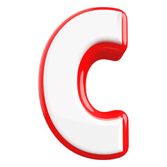 3d letter C red font render