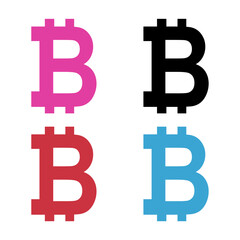 Set of Bitcoin web coin, internet electronic crypto design symbol, digital pay vector illustration