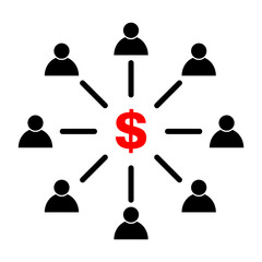 Employee engagement make money vector icon, person flat web symbol design vector illustration