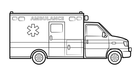 Ambulance truck sketch - vector stock illustration.