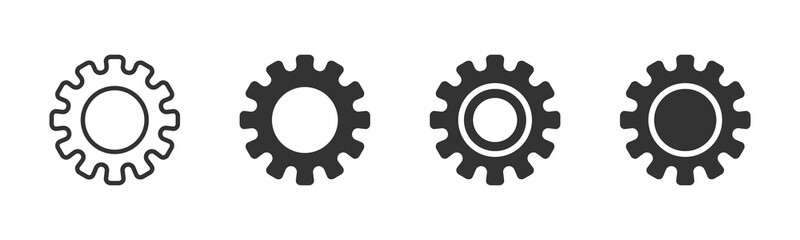  Trendy gear vector flat icons collection. Cogwheel icons