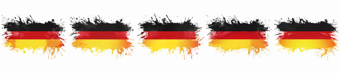 Illustrations of brush painted german flag banners. Created with Generative AI