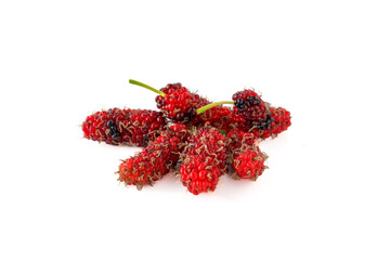 Pile of organic Mulberry fruits isolated on white background