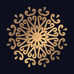 Golden Floral Round Ornament. Oriental Pattern mandala design background