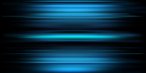 Abstract blue light trails in the dark, motion blur effect