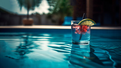 Fototapeta na wymiar Cocktail by luxury pool