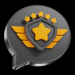 Premium media rating star icon 3d rendering on isolated background