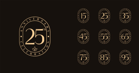 Luxury anniversary number logo. Birthday celebration with beauty and elegant concept