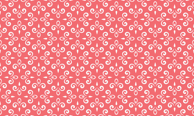 Flower geometric pattern. Seamless vector background. White and pink ornament