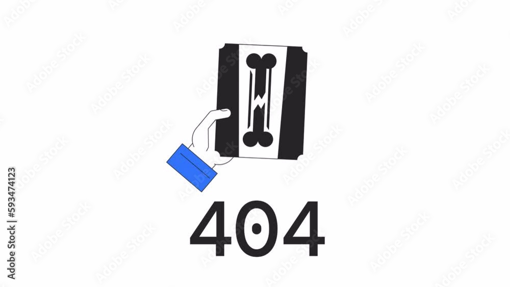 Poster medical x ray 404 error animation. radiography service. empty state 4k video concept footage with al