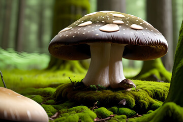 a beautiful mushroom in the forest, Generative AI