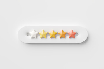 Customer satisfaction meter with five star rating. Increasing ratings and customer satisfaction. Client evaluation, feedback and best service quality concept.