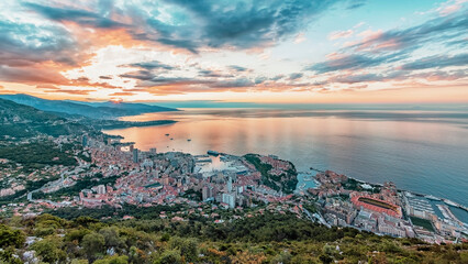 Monaco on the French Riviera at sunrise
